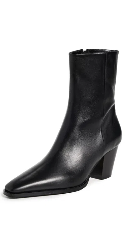 Aeyde Ankle Leather Boots Block Heel In Black