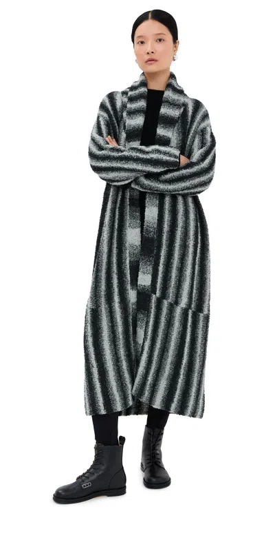 The Elder Statesman Rover Alpaca Boucle Robe Black Gradient In Gray