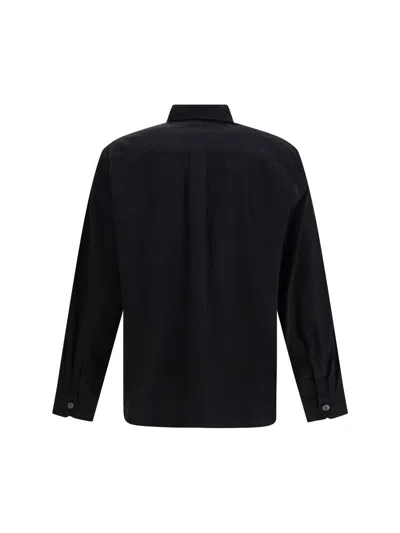 Our Legacy Classic Black Silk Shirt With Contrasting Button Closure In Black