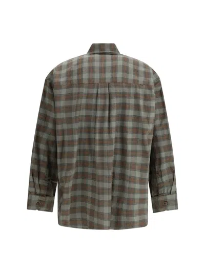 Our Legacy Borrowed Checked Button-down Shirt In Gray