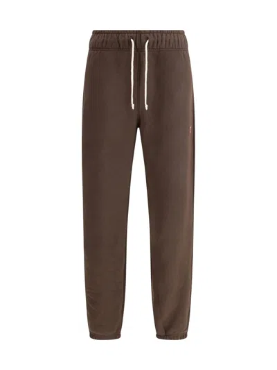 New Balance Cotton Trousers Featuring Elastic Waistband In Brown