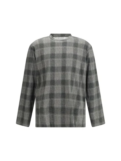 Our Legacy Box Longsleeve In Oakland Check Legacy Jersey In Gray
