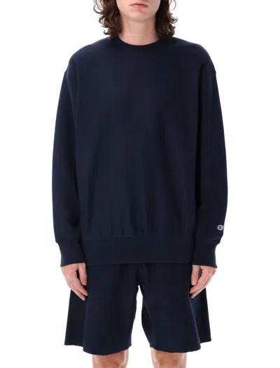 Champion Reverse Weave Crewneck Patch In Blue