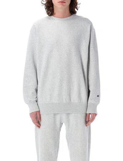 Champion Logo-patch Crew-neck Sweatshirt In Gray