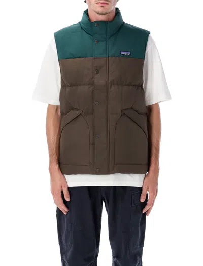 Patagonia Quilted Sleeveless High Collar Vest In Brown