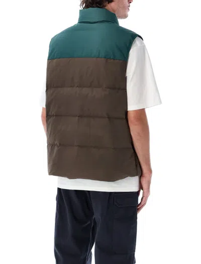 Patagonia Quilted Sleeveless High Collar Vest In Brown