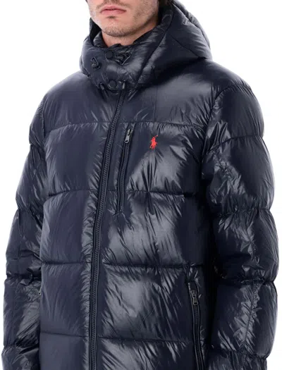 Polo Ralph Lauren The Gorham Glossed Down Jacket With Detachable Hood In Blue