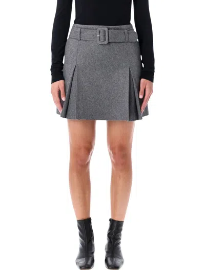 Apc Mini Skirt With Belted Waist And Pleats In Gray