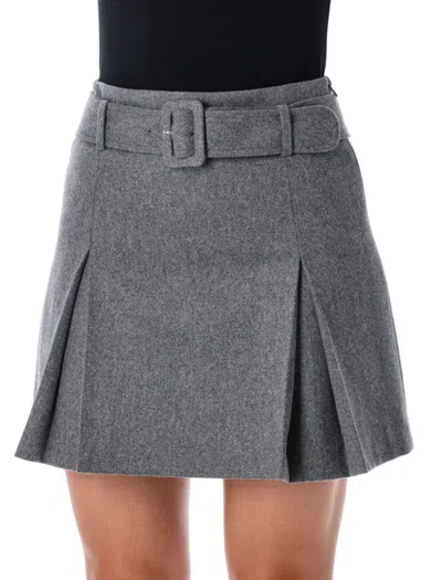 Apc Mini Skirt With Belted Waist And Pleats In Gray