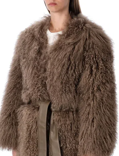 Sword 6.6.44 S.w.o.r.d 6.6.44 Mongolian Shearling Maxi Coat In Brown