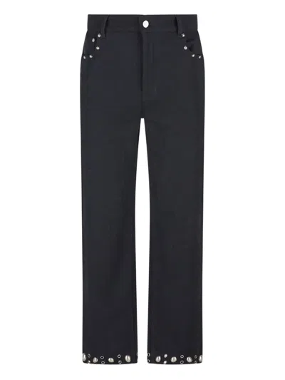 Valentino Straight Trousers With Belt Loops And Studs In Blue