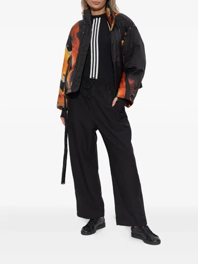 Y-3 3-stripes Drawstring Track Pants In Black