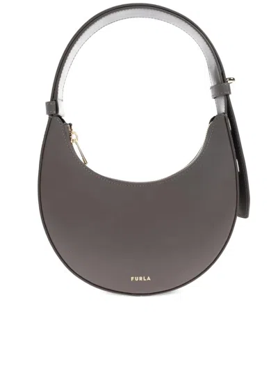 Furla Mini Shoulder Bag With Curved Top Handle In Gray