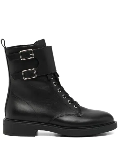 Gianvito Rossi Ankle Boots With Buckle And Round Toe In Black