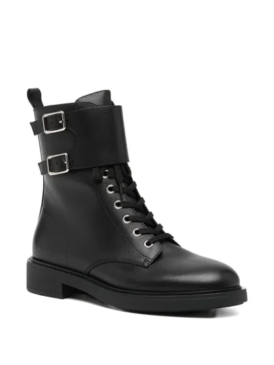 Gianvito Rossi Ankle Boots With Buckle And Round Toe In Black