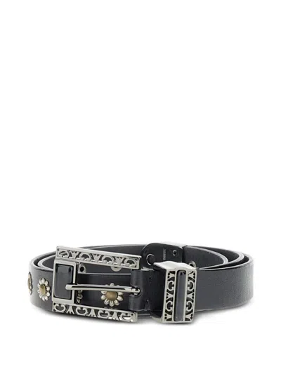 Golden Goose Stud-embellishment Leather Belt In Black