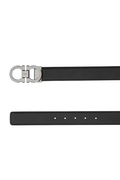 Ferragamo Black Reversible Logo Buckle Solid Belt