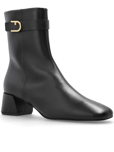 Furla Buckle-fastening Block-heel Boots In Black