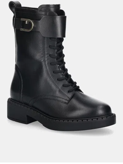 Furla Buckle-fastening Lace-up Boots In Black
