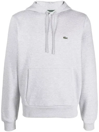 Lacoste Fleece Hoodie With Drawstring And Pocket In Gray