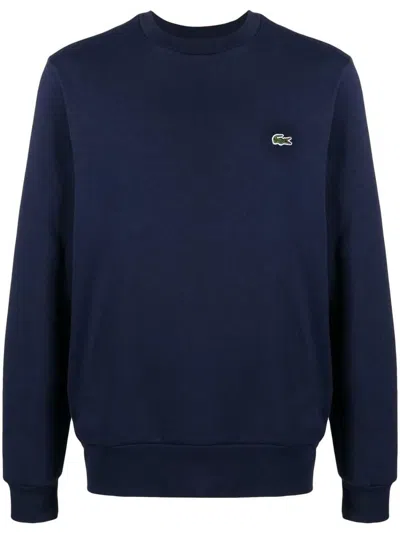 Lacoste Live Cotton Fleece Sweatshirt Navy Blue In Blue