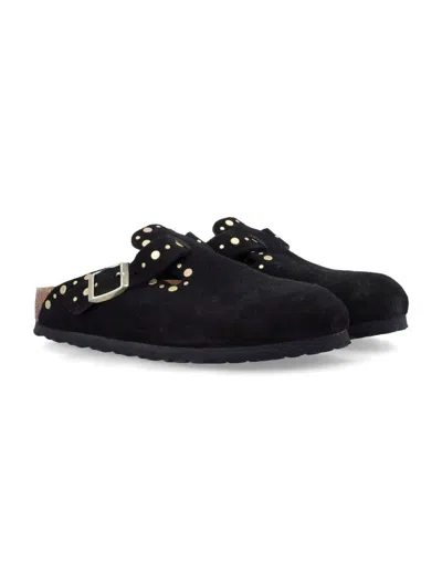 Birkenstock Boston Rivets Studded Buckle Mules In Black