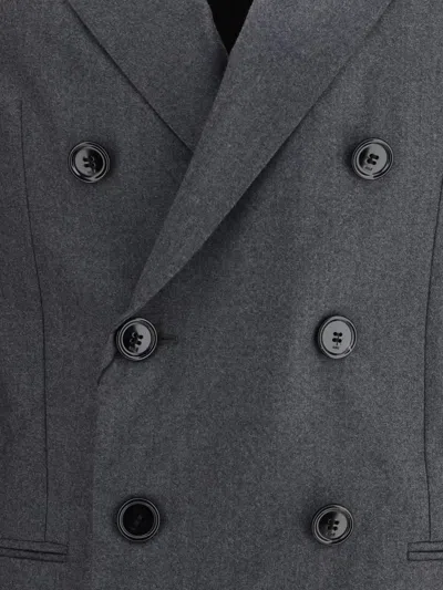Ami Alexandre Mattiussi Ami Paris Men Double-breasted Virgin Wool Blazer In Gray