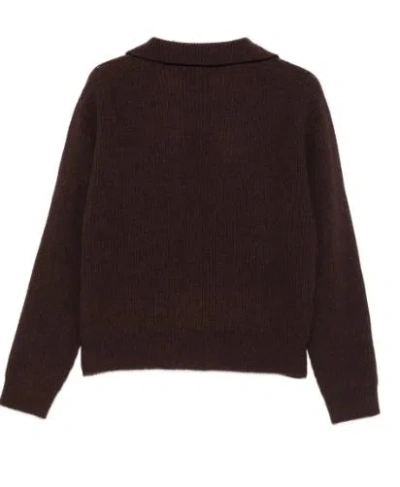 Alysi Wool Polo Sweater In Brown