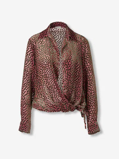 Dries Van Noten Silk Blend Shirt With Polka Dot Design In Red