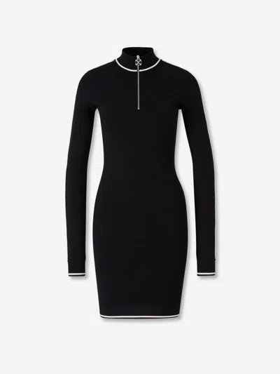 Off-white Zip-fastening Stripe-detail Dress In Black