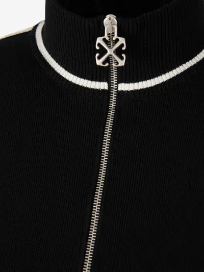 Off-white Zip-fastening Stripe-detail Dress In Black