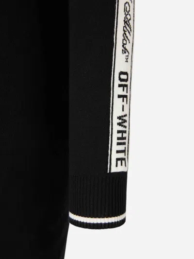 Off-white Zip-fastening Stripe-detail Dress In Black