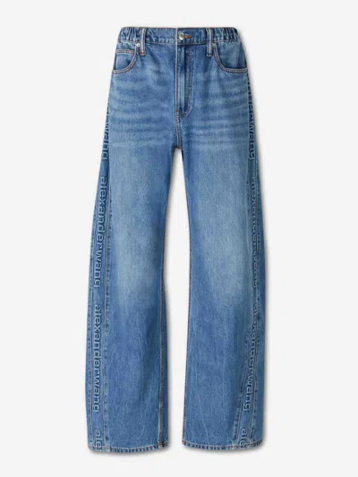 Alexander Wang Logo-embossed Denim Balloon Jogger Pants In Blue