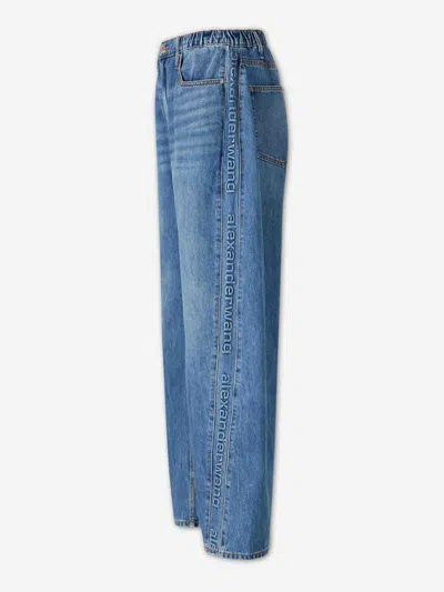 Alexander Wang Logo-embossed Denim Balloon Jogger Pants In Blue