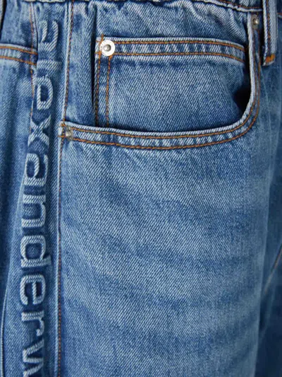 Alexander Wang Logo-embossed Denim Balloon Jogger Pants In Blue