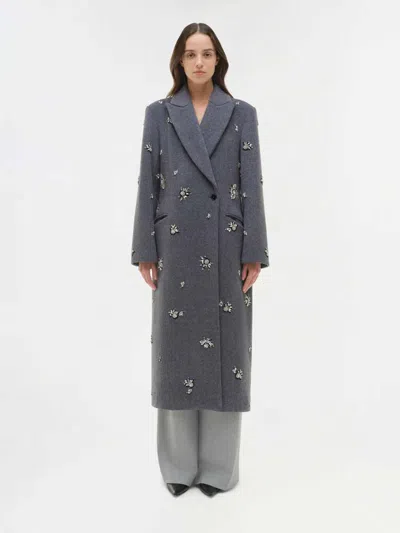 Simkhai Gianni Embellished Coat In Gray
