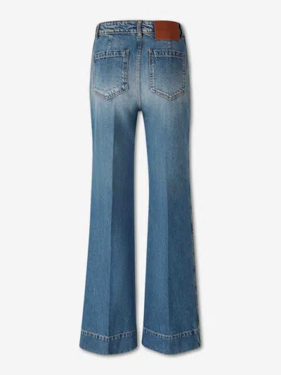 Victoria Beckham Wide-leg Jeans With Contrast Stitching And Pockets In Blue