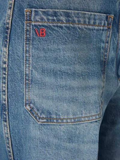 Victoria Beckham Wide-leg Jeans With Contrast Stitching And Pockets In Blue