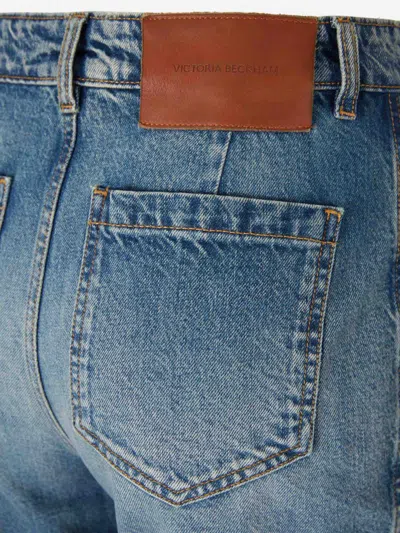 Victoria Beckham Wide-leg Jeans With Contrast Stitching And Pockets In Blue