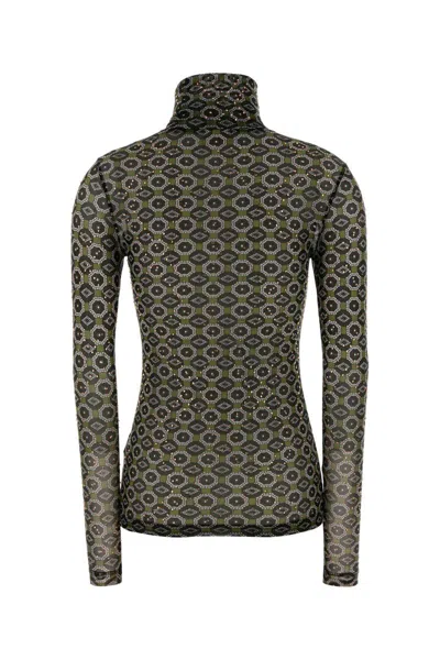 Dries Van Noten Printed Stretch Tulle Hoyser T-shirt In Green