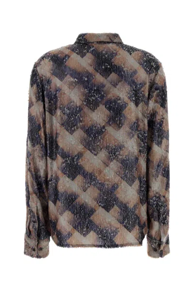 Dries Van Noten Womens Purple Sequin Curved-hem Woven Shirt In Multi