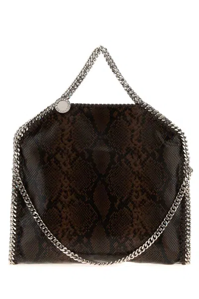 Stella Mccartney Falabella Fold-over Snakeskin-effect Tote Bag In Brown