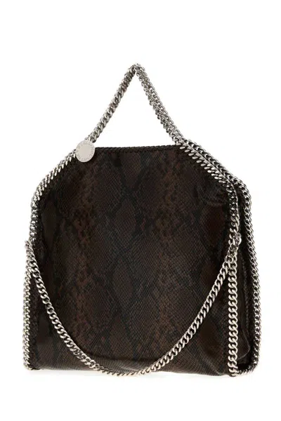 Stella Mccartney Falabella Fold-over Snakeskin-effect Tote Bag In Brown
