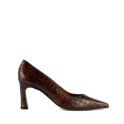 Angel Alarcon Brown Pumps In Crocodile-print Leather In Brown