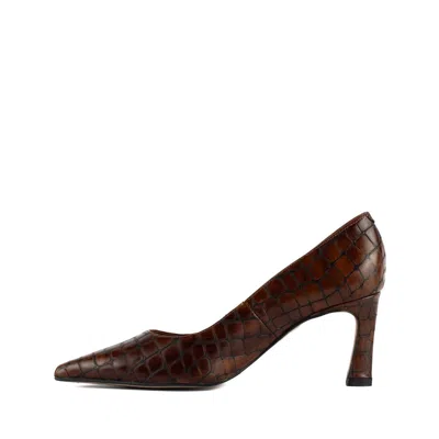 Angel Alarcon Brown Pumps In Crocodile-print Leather In Brown