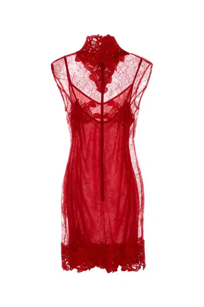 Blumarine Red Lace Dress In Red