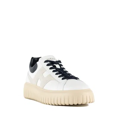 Hogan Lace-up White Sneakers With Logo Patch In White
