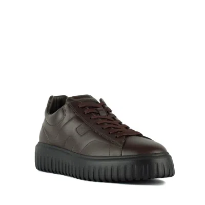 Hogan H-stripes Allacciato H Sneakers In Brown