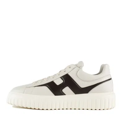 Hogan White And Brown H-stripes Sneakers In Multi