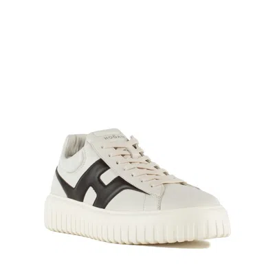 Hogan White And Brown H-stripes Sneakers In Multi